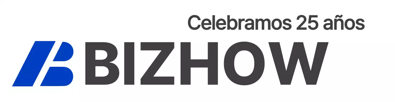 Logotipo de la empresa fundadora con símbolos azules y grises