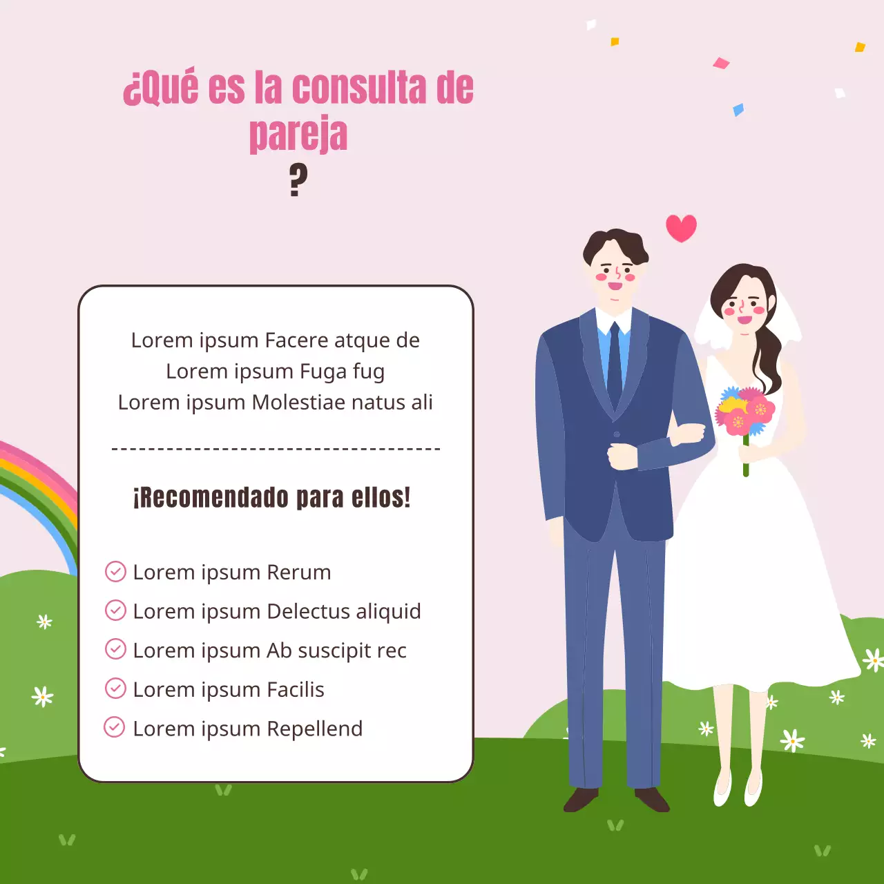 Una bonita y acogedora ilustración en rosa y chartreuse Mes de la Familia Mayo Día de la Pareja Asesoría Matrimonial