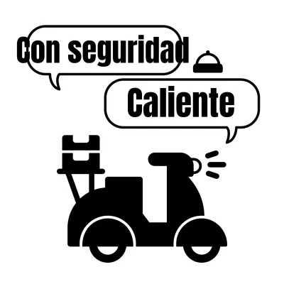 Entrega de alimentos lindo y tierno con una moto de reparto negro ilustración