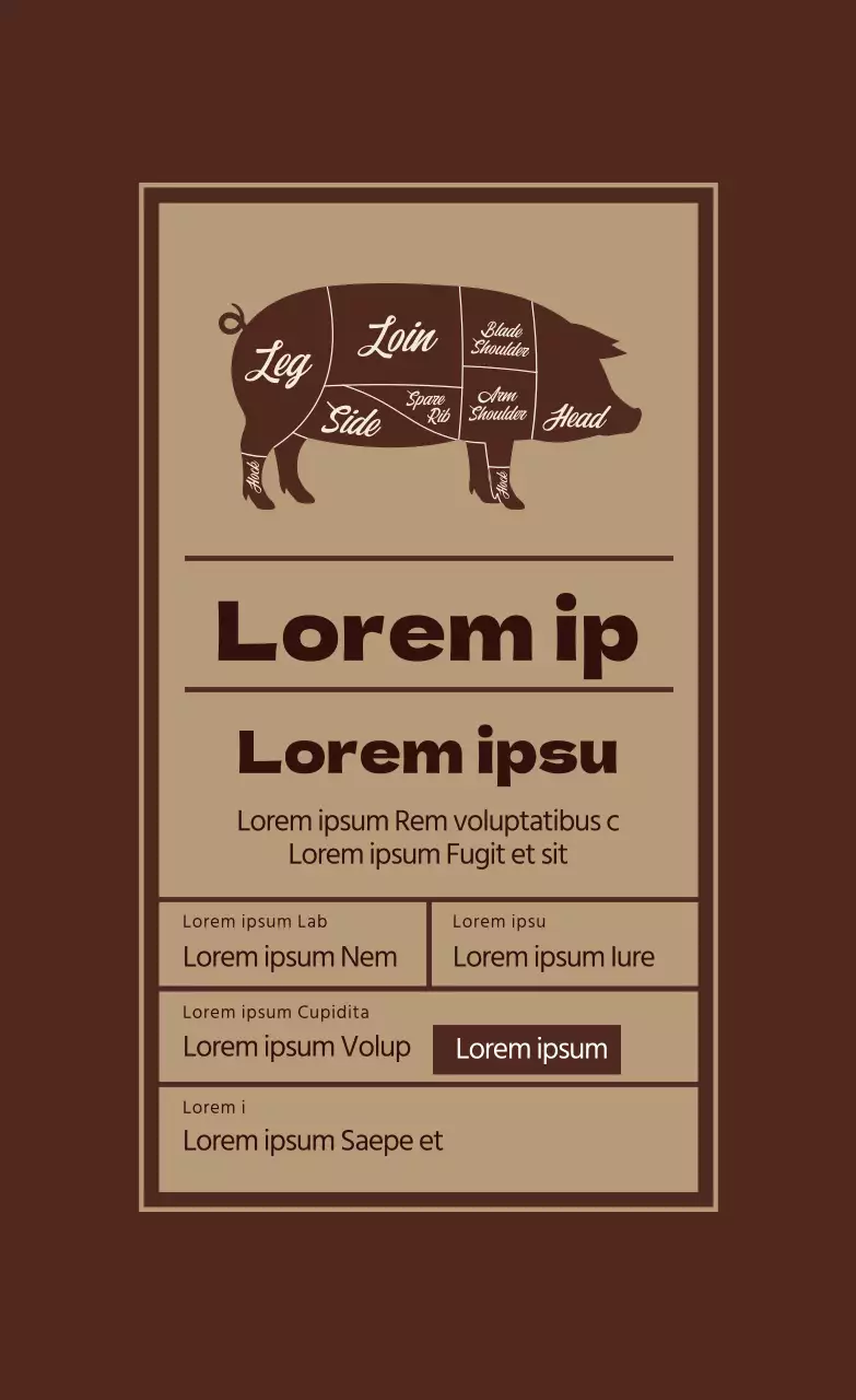 Etiquetas alimentarias ilustradas de color marrón beige para filetes