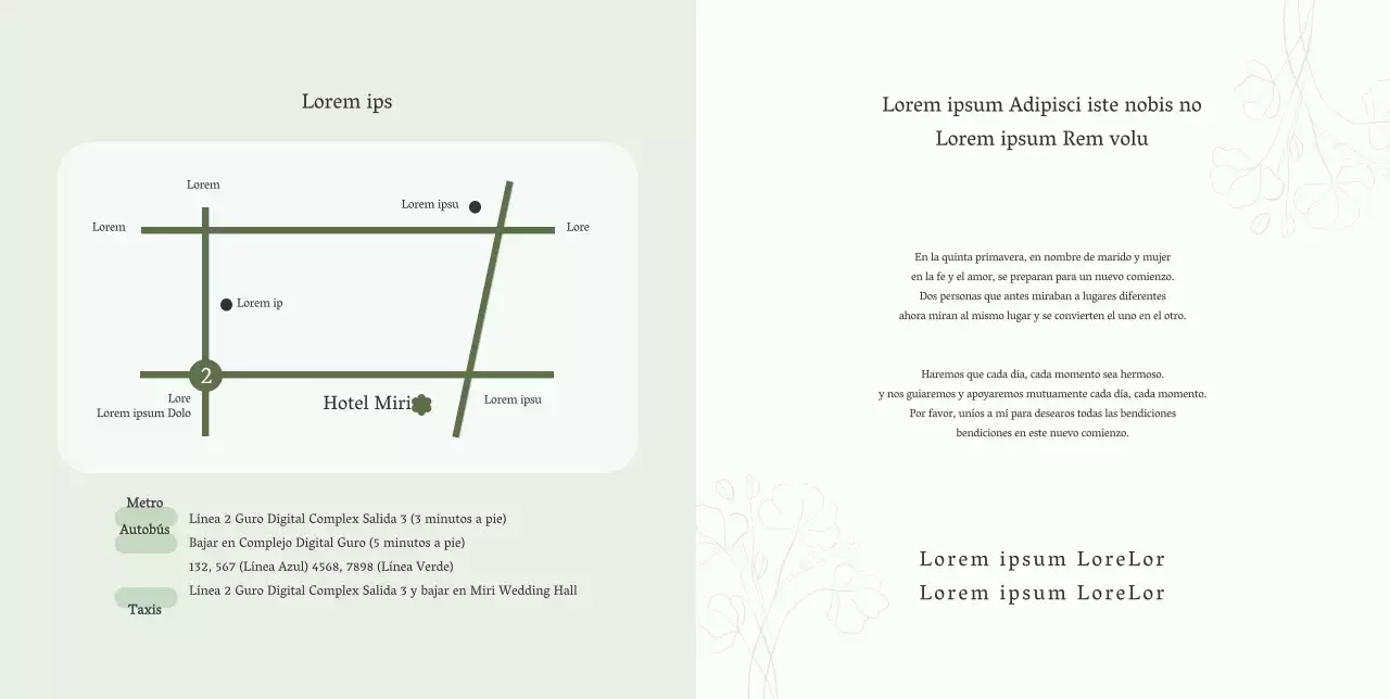 Invitación de boda tranquila y elegante con fondo verde claro