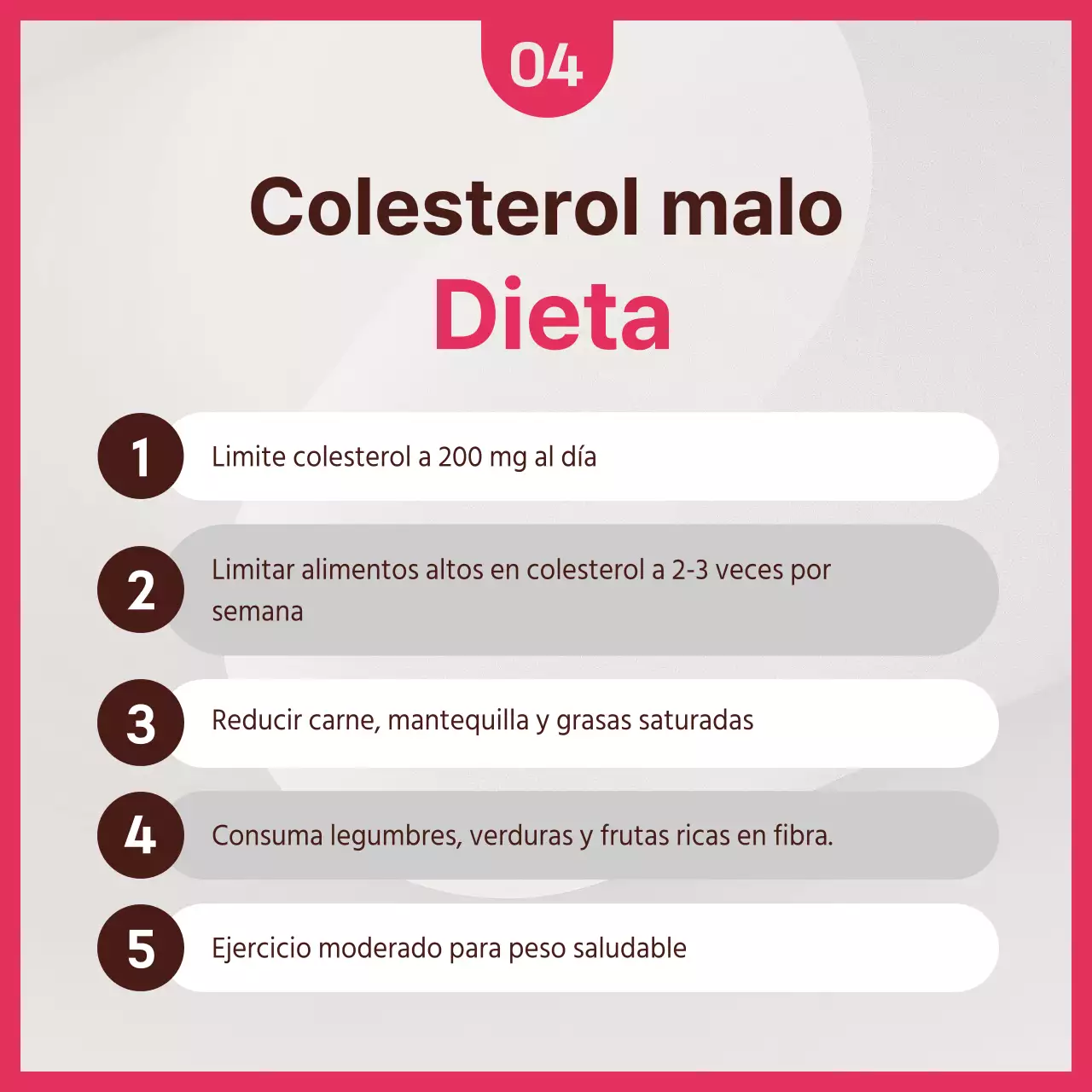 Colesterol de color rosa oscuro y menta