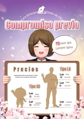 Rosa Marrón Japonés Anime Inspirado Ilustración Concepto Comisión Precios Guía Tema