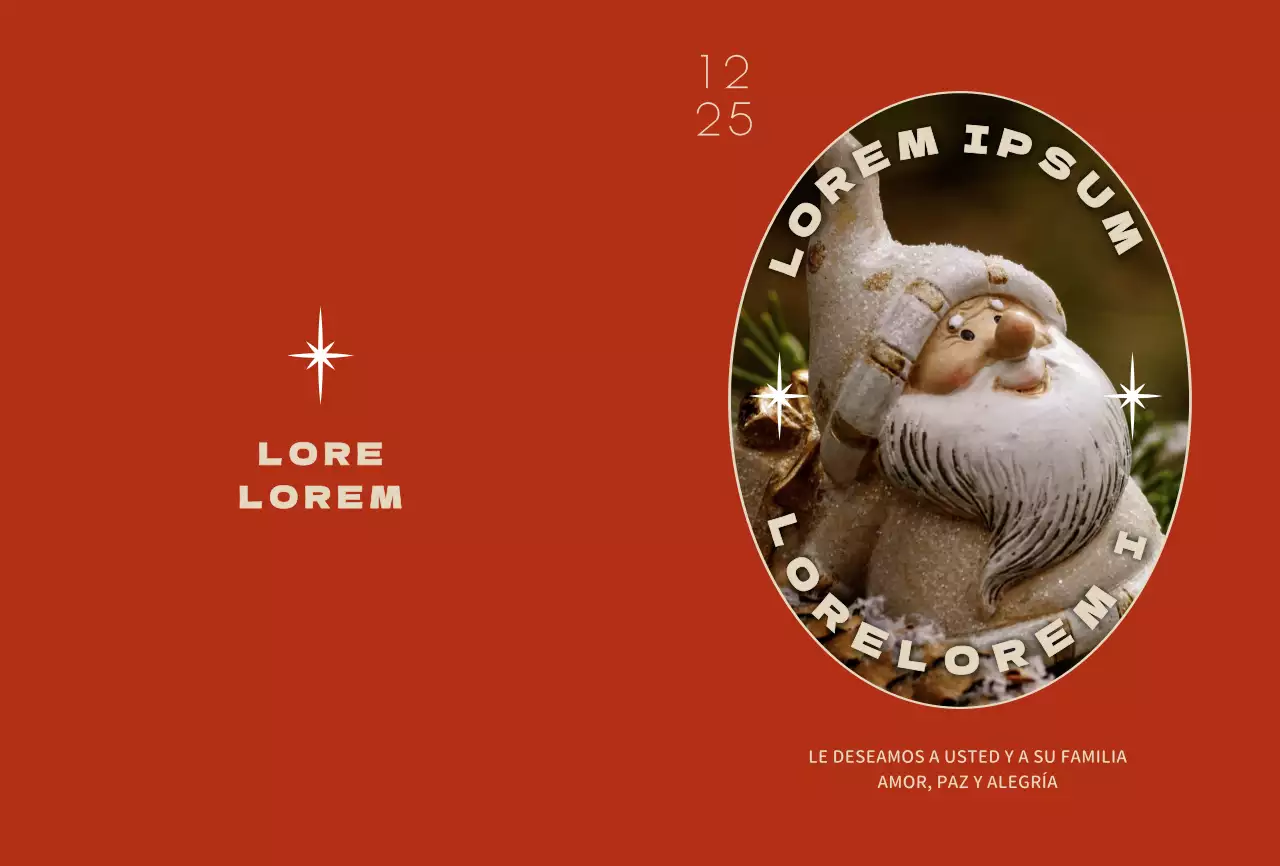 Postal navideña con foto de Navidad en rojo