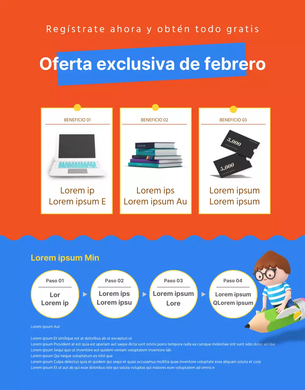 Azul amarillo naranja tema educación primaria