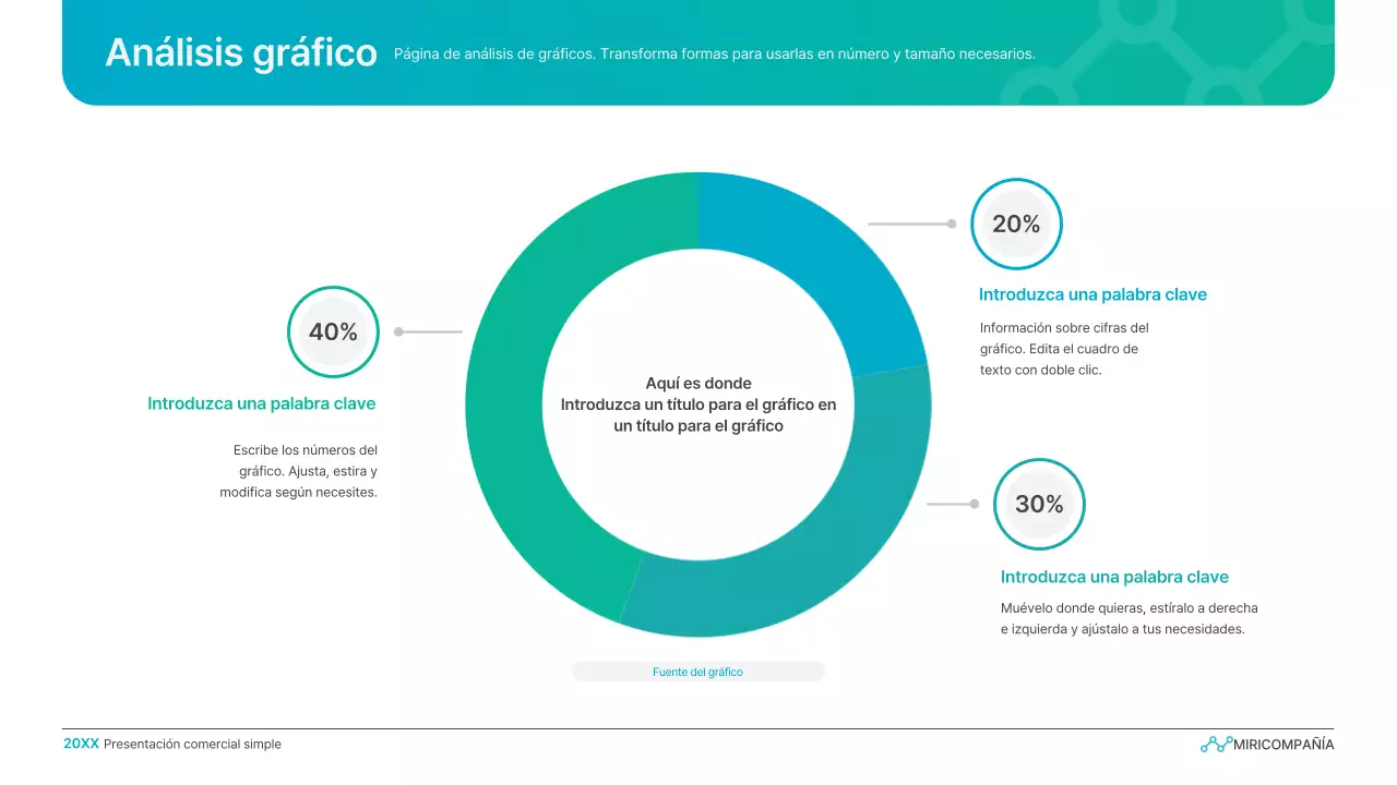 Presentación empresarial con degradado sencillo en azul claro y verde