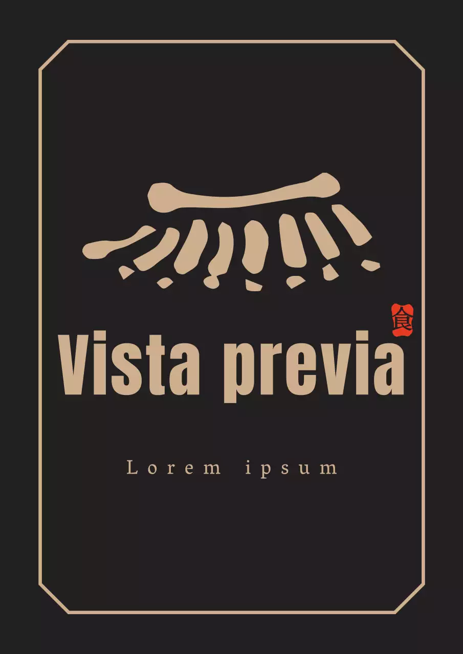 Logotipo de restaurante coreano de concepto limpio en marrón oscuro y amarillo para promocionar el restaurante.