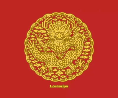 Rojo y amarillo redondo lindo gonryongpo ilustración concepto de mercancía personal