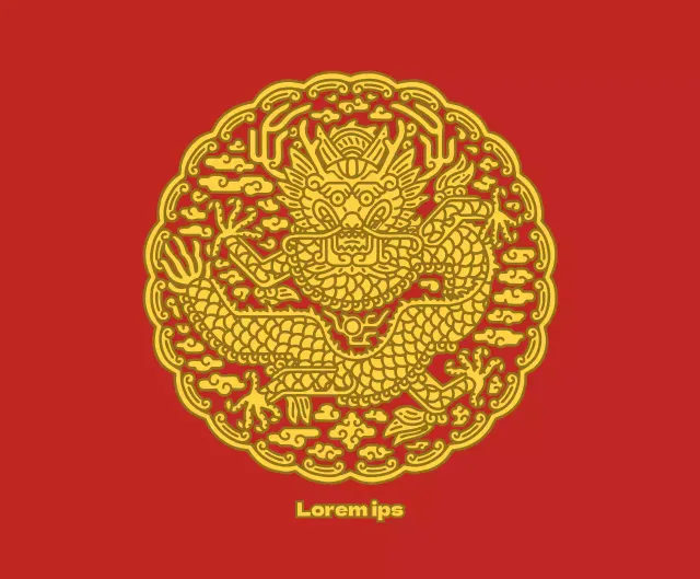 Rojo y amarillo redondo lindo gonryongpo ilustración concepto de mercancía personal