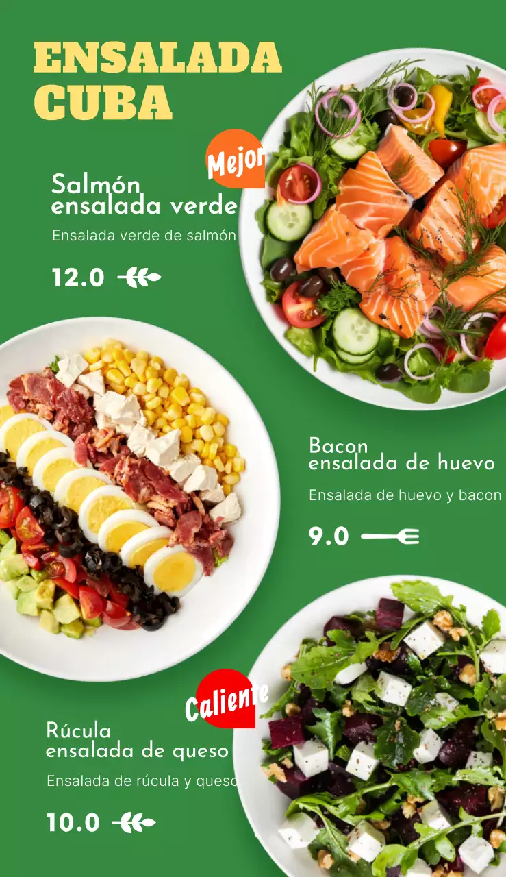 Ensalada fresca menú señalización con naranja verde amarillo ensaladera menú relacionados con el texto y el logotipo ilustración