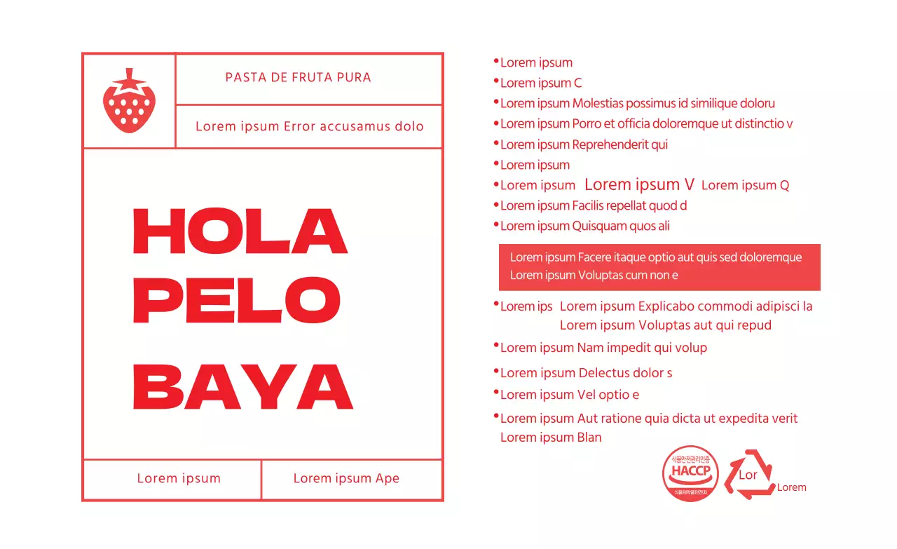 Etiqueta de mermelada de fresa con ilustración en rojo