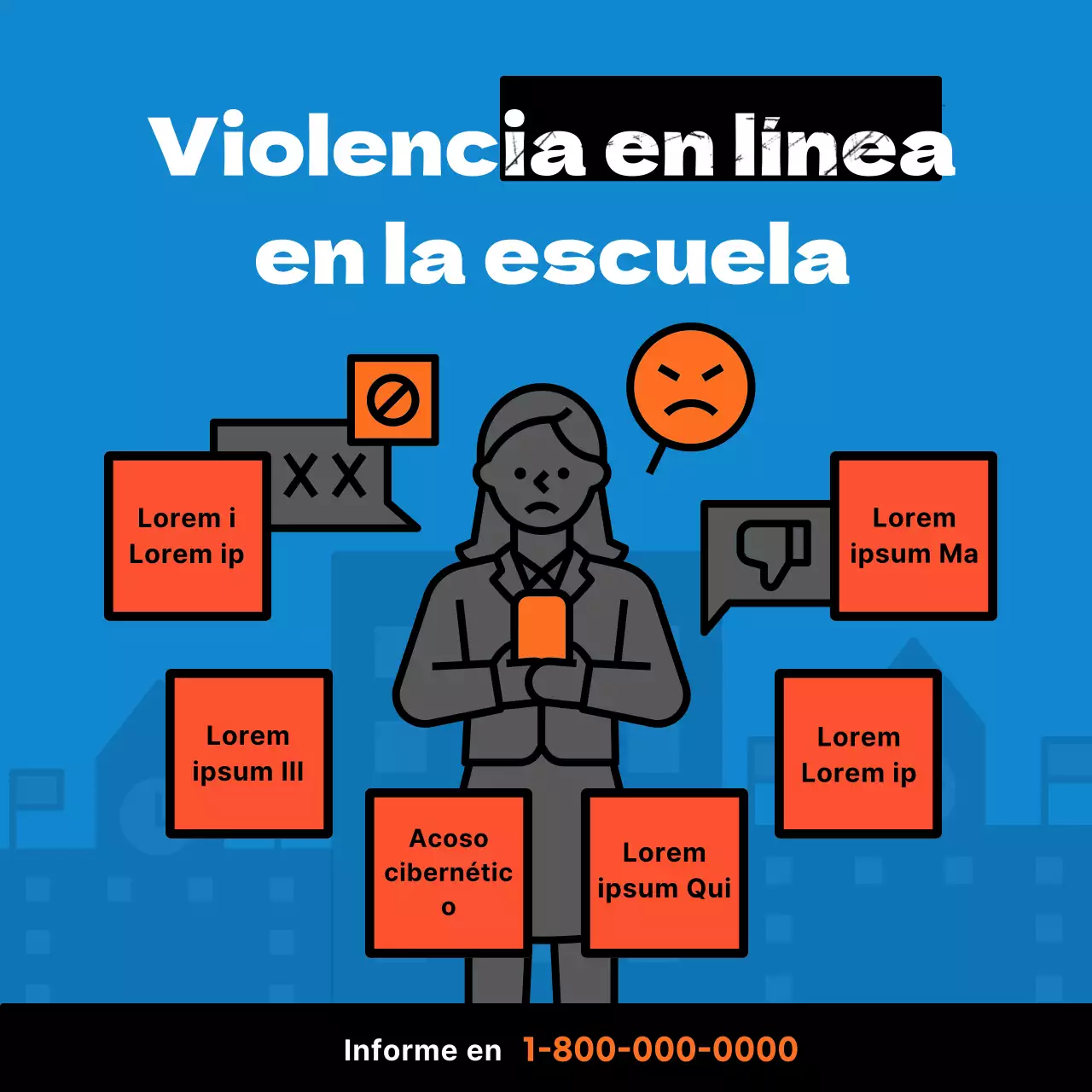 Letra azul negrita Guía de tipos de maltrato