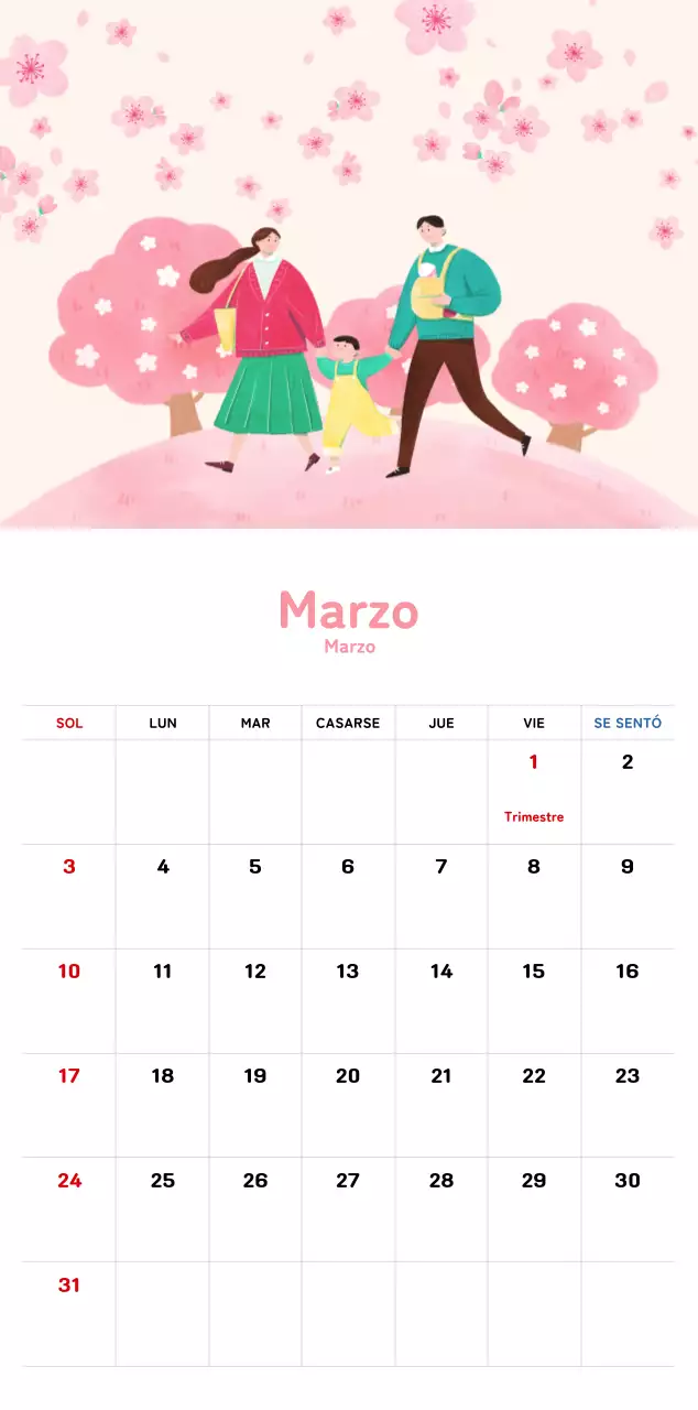 Un cálido calendario ilustrado de Año Nuevo