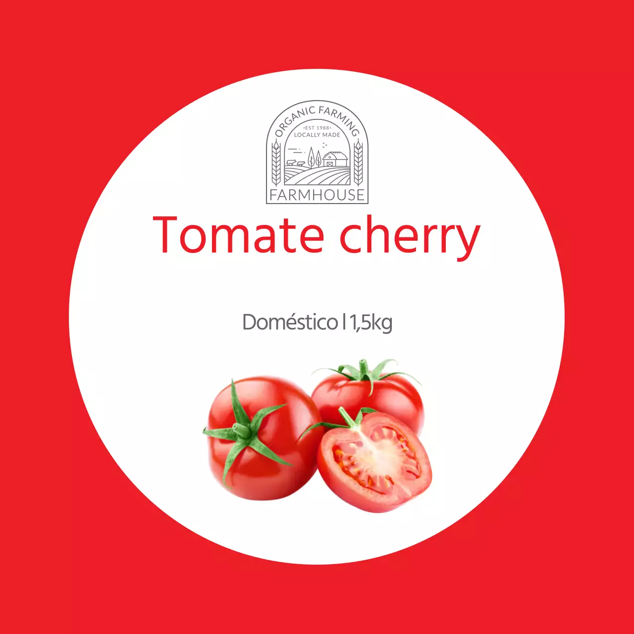 Etiqueta de tomate cherry rojo aseado