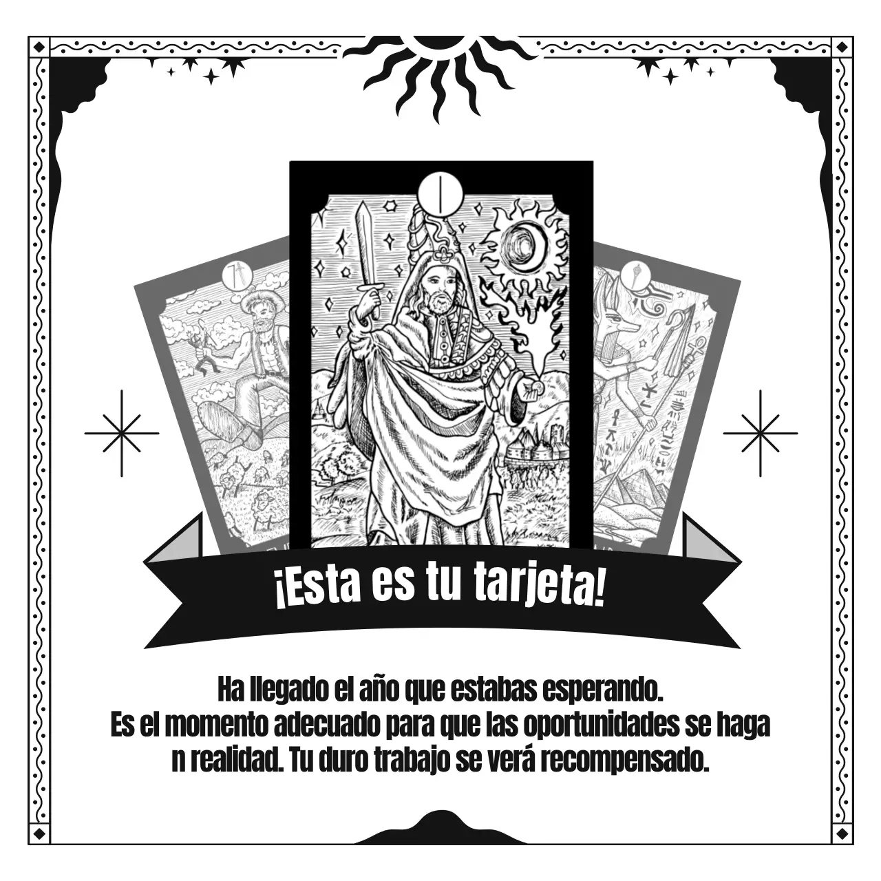 Una introducción a las cartas del Tarot con un concepto Art Déco en blanco y negro