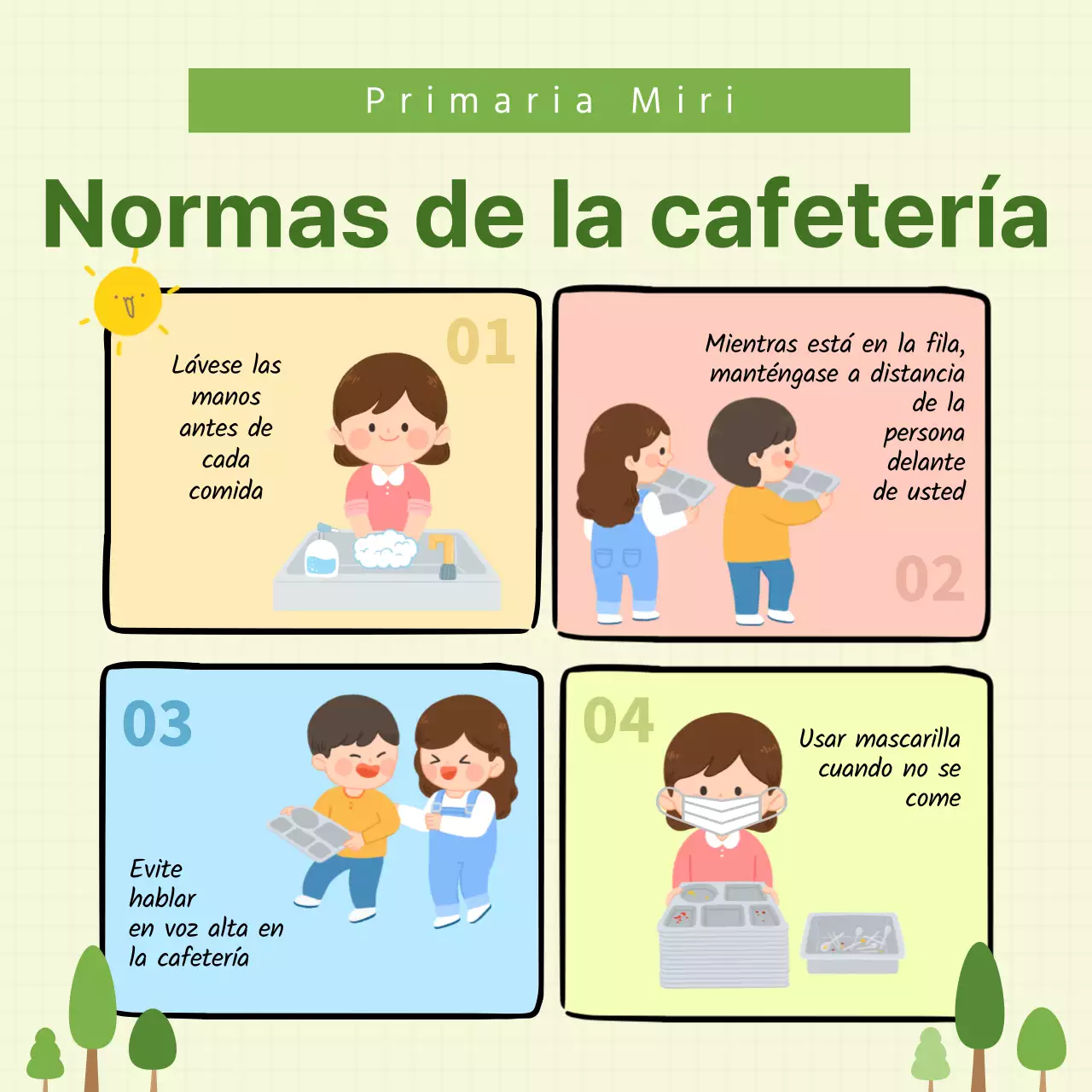 Normas de la cafetería de la escuela primaria verde lima