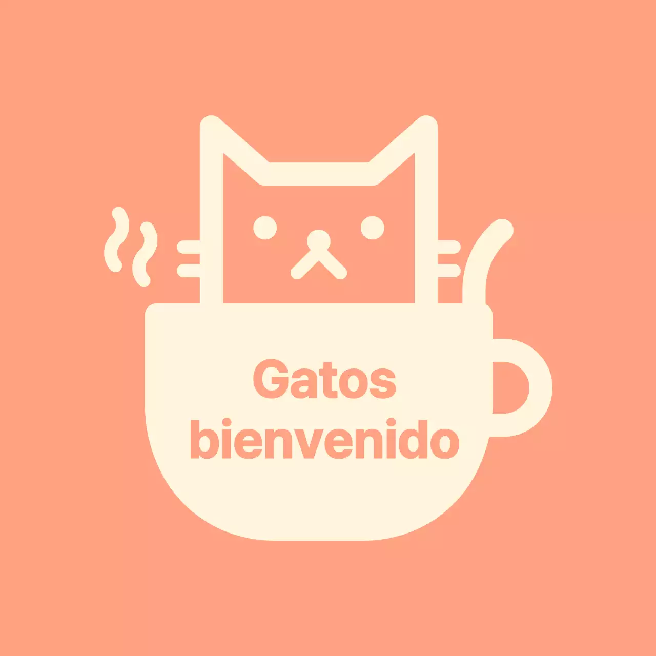 Cat cafe Valkyrie con gatos sobre fondo rosa rosa