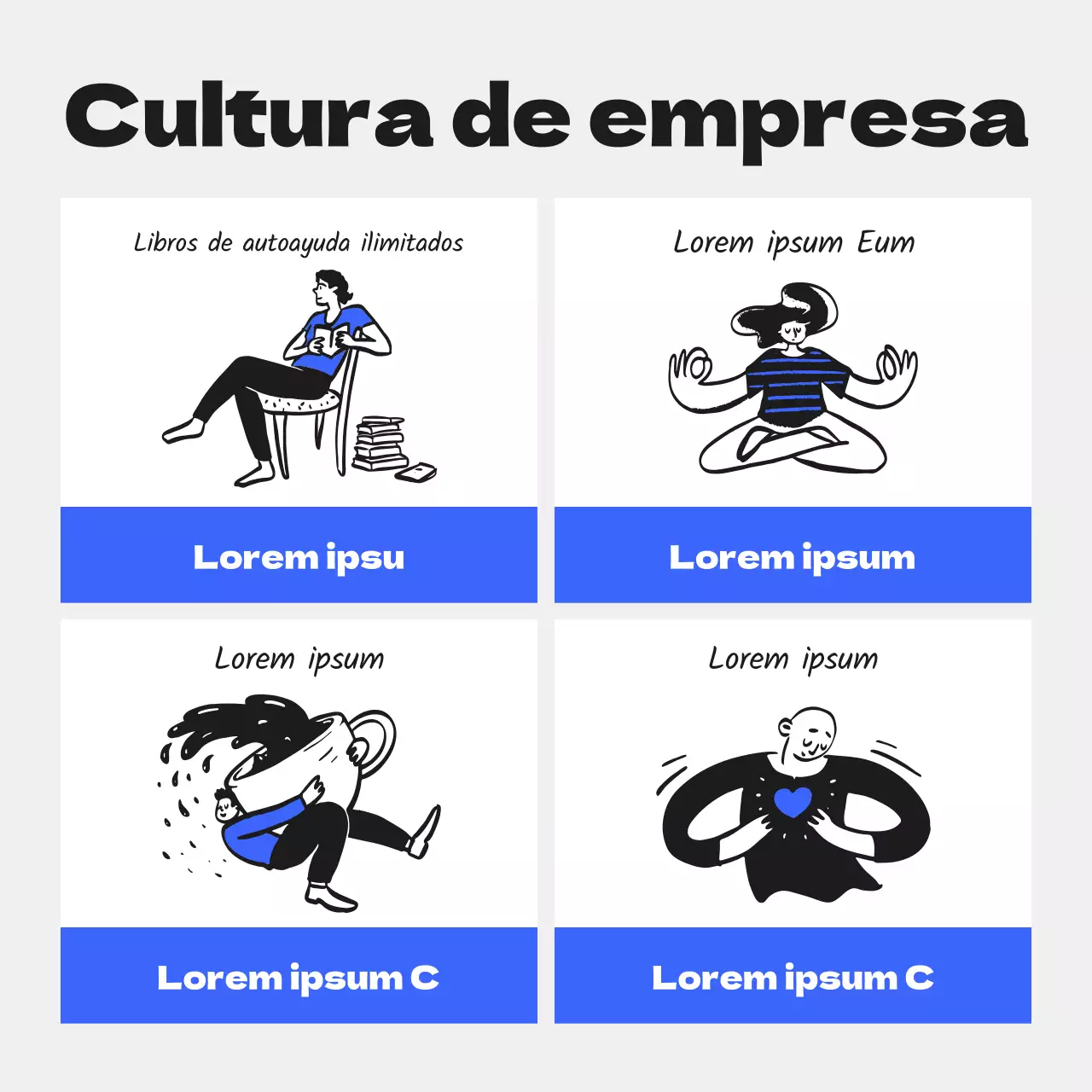 Anuncio de empresa dinámico y juvenil con acentos azules