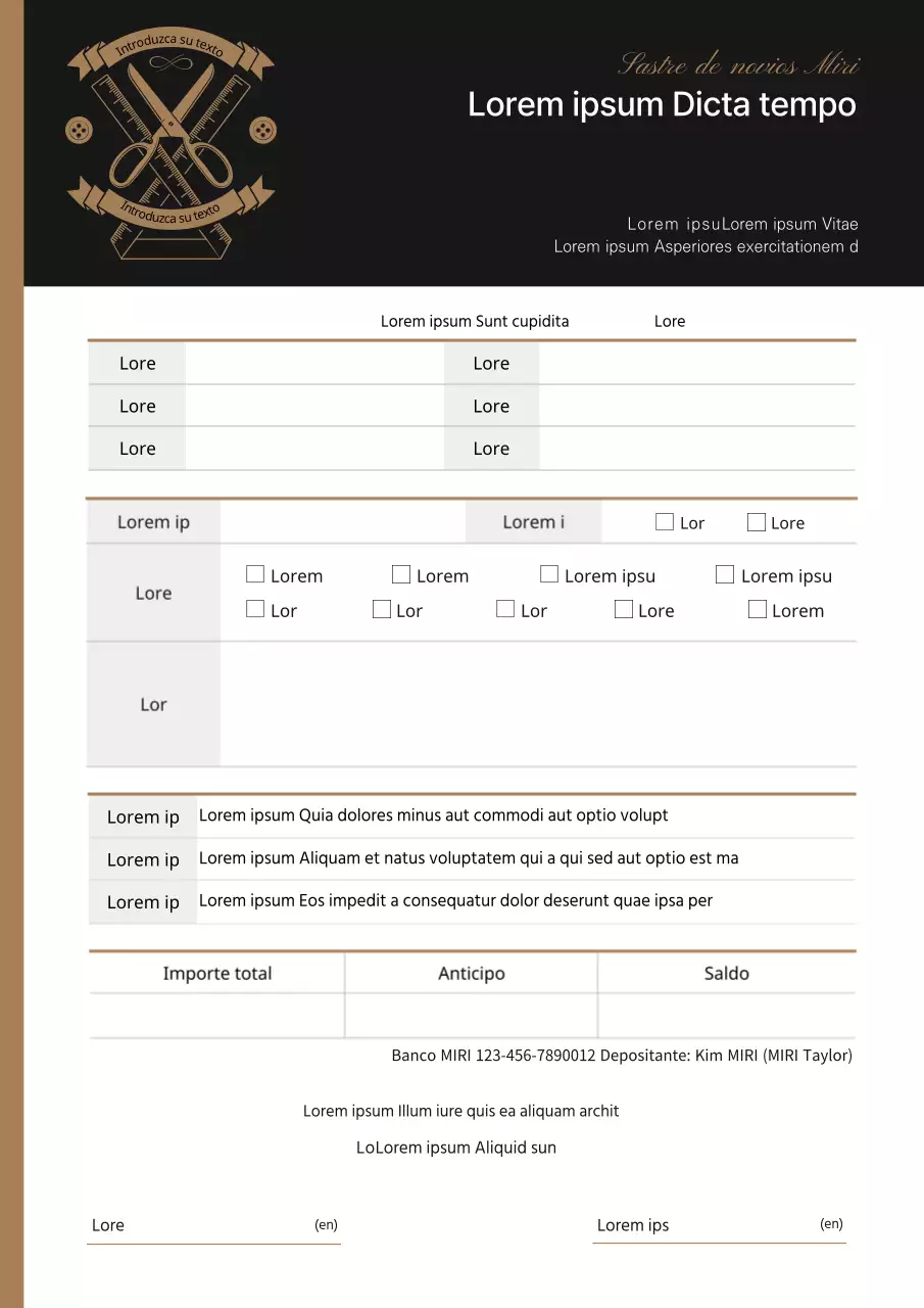 Contrato de vestido formal negro y marrón