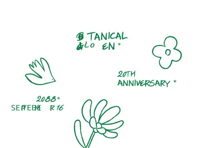 Una sencilla celebración en un jardín botánico, verde y dibujada a mano