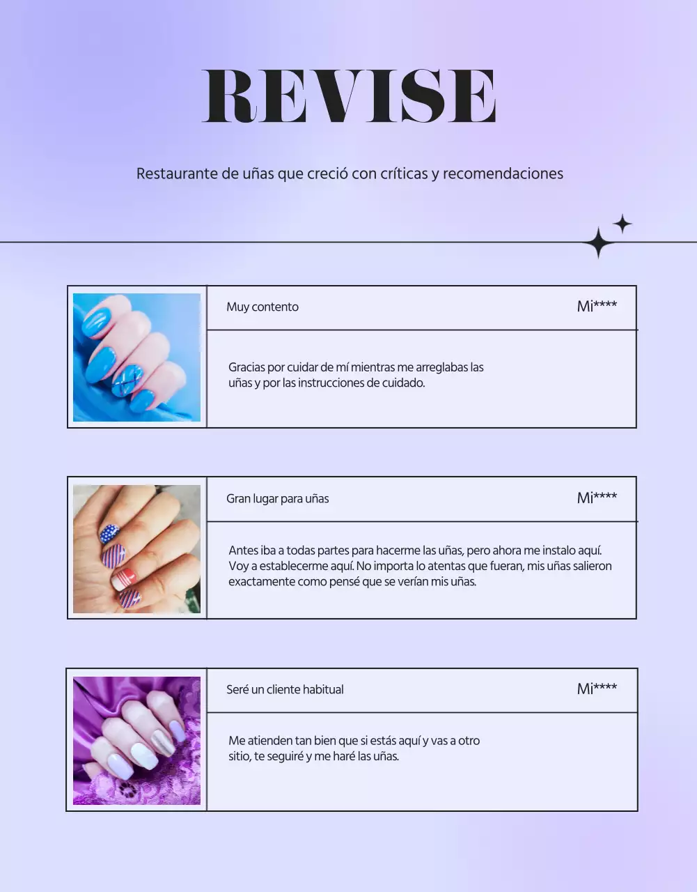 Promover un salón de manicura morado y sentimental