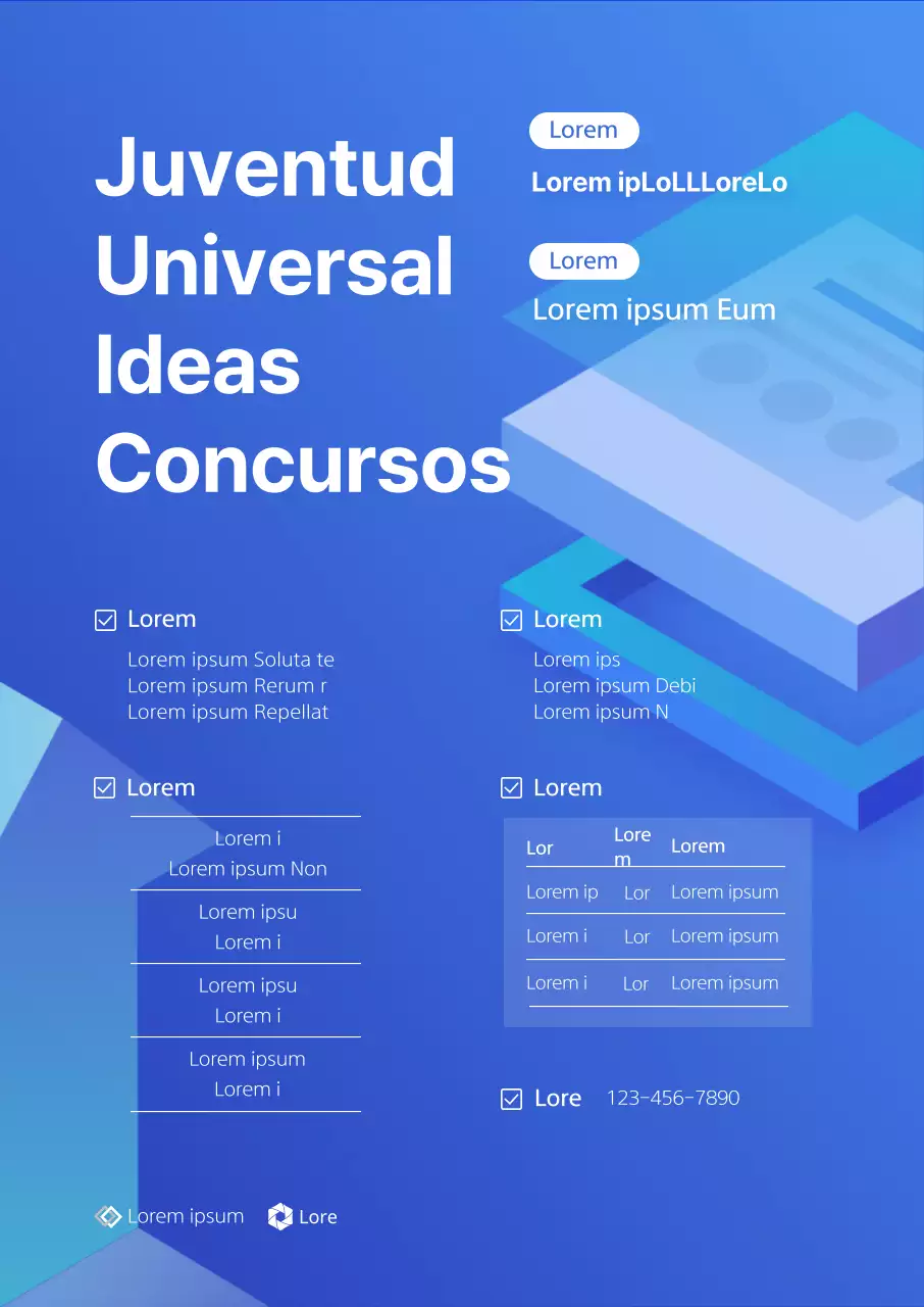 Actividad de contratación con fondo azul degradado e ilustraciones de formas en 3D