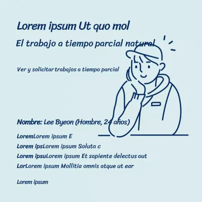 Azul claro simple ilustración hombre trabajo a tiempo parcial curriculum vitae medios de comunicación social cuadrado