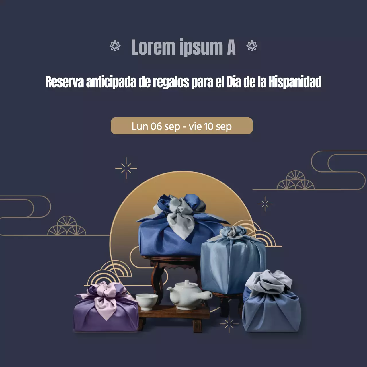 Obon banderola cuadrada de regalo en azul marino