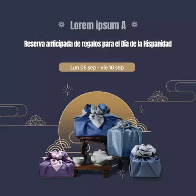 Obon banderola cuadrada de regalo en azul marino