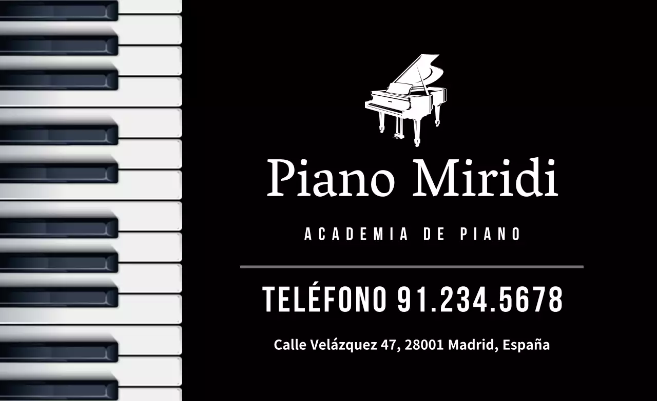 Promocione su escuela de piano con teclado en blanco y negro