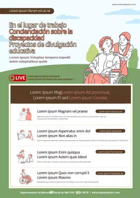 Webposter de formación en sensibilización sobre la discapacidad con un tema de ilustración verde y rosa