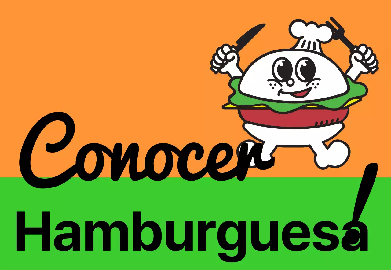 Cartelería exclusiva en la tienda con texto multicolor Meal Burger y simpáticos personajes de hamburguesas.