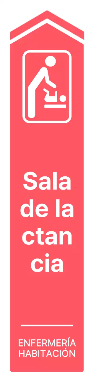 Indicaciones sencillas y claras para llegar a la sala de lactancia en rosa y blanco.