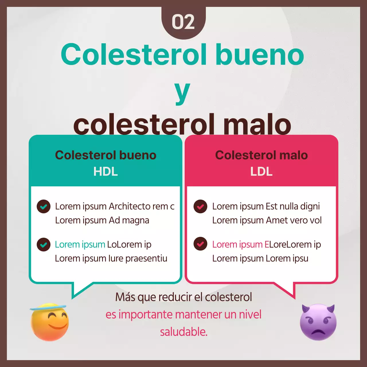 Colesterol de color rosa oscuro y menta