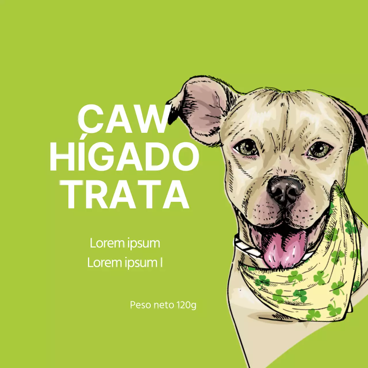 Etiqueta verde ilustrada para perro