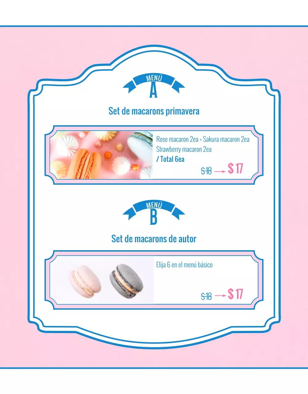 Vender macarrones con decoraciones rosas y vintage