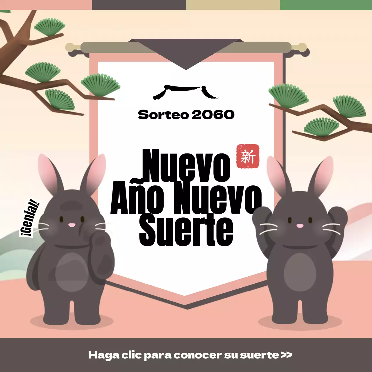 Un bonito concepto con un vivo tono rosa Mira tu suerte para la Nochevieja