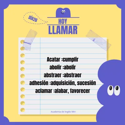 Representaciones de palabras en inglés con caracteres geométricos de colores pastel