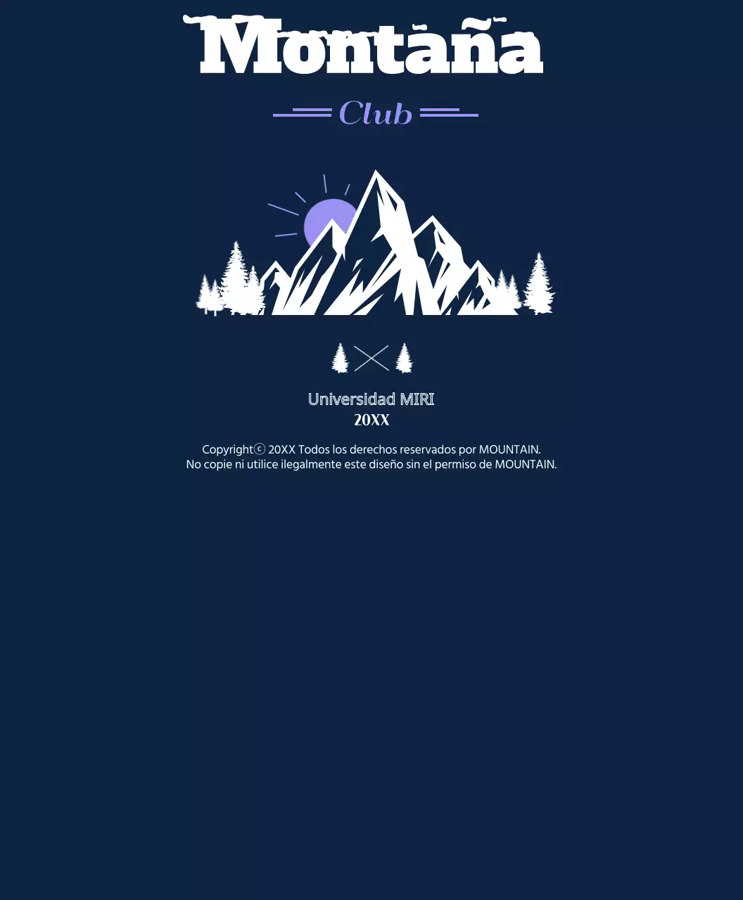 Camiseta del equipo del club de montañismo con montañas y el sol