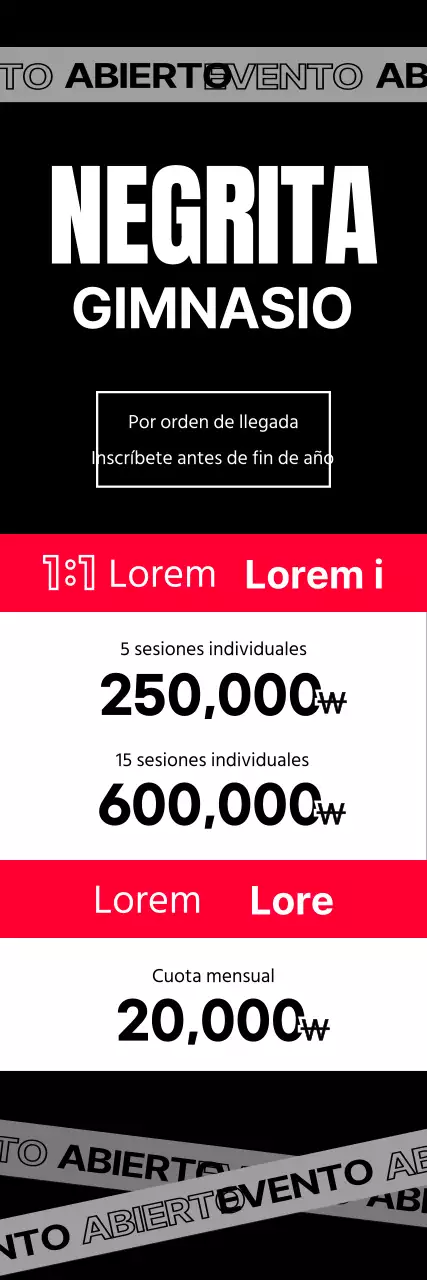 Promociona la apertura de tu gimnasio en negro y rojo