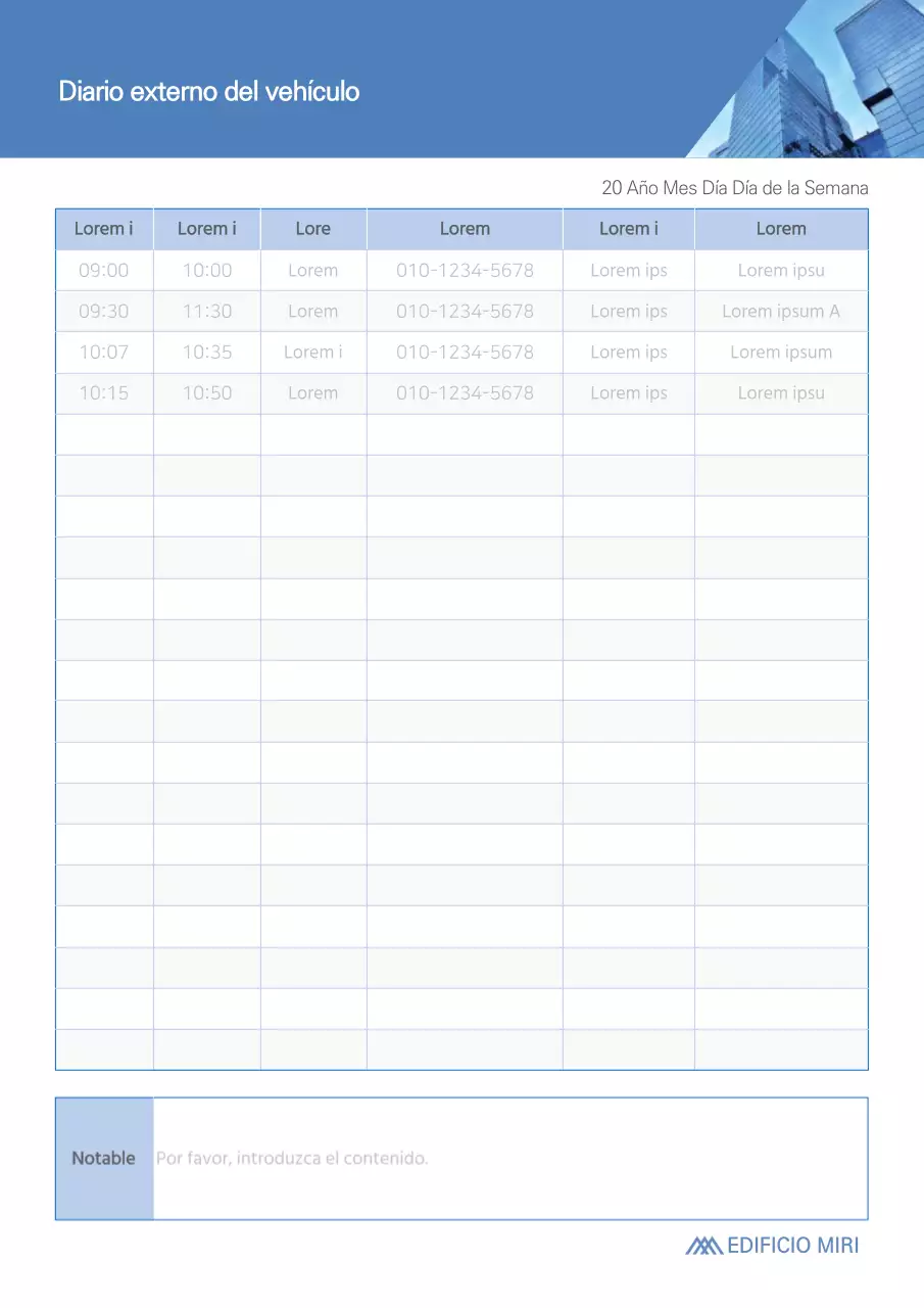 Blue Tone External Vehicle Management Leader Building Oficina de Seguridad de Gestión de Vehículos Comerciales