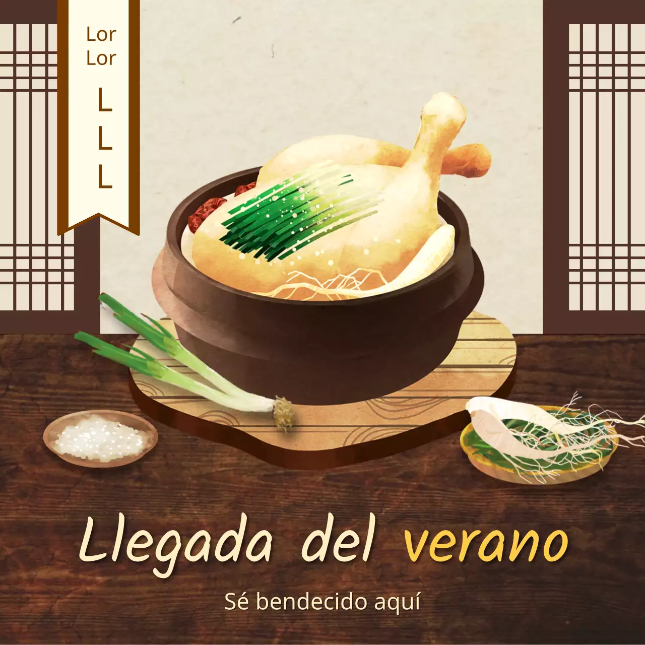 Sobre el tradicional traje de tres piezas marrón y beige