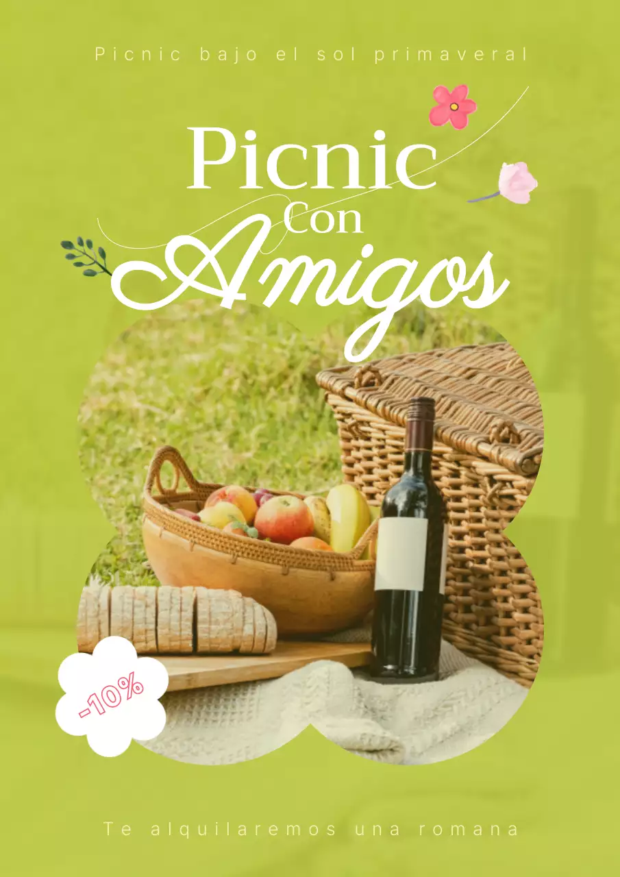 Un colorido anuncio de picnic primaveral