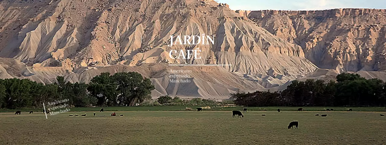 Promocione su cafetería con un fondo de campo con cabras en libertad