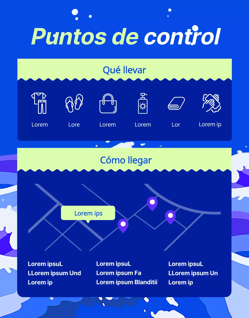 Promover el rafting activo con salpicaduras de agua sobre fondo azul