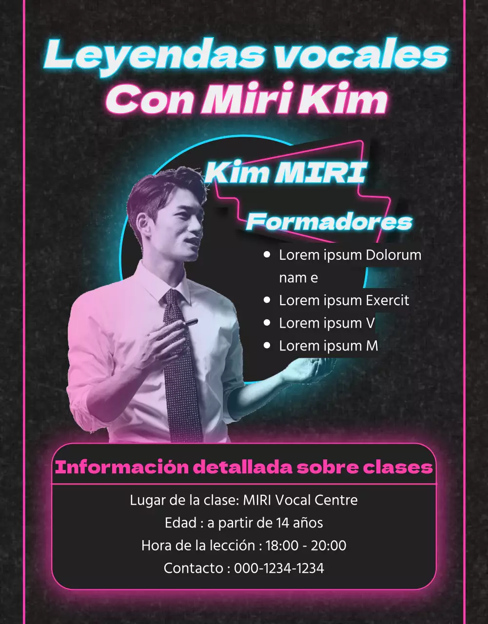 Lección vocal de neón rosa y azul claro