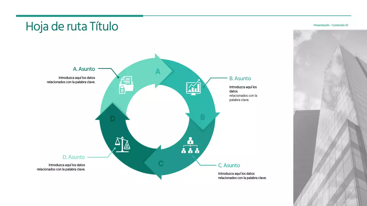Hoja de ruta verde, icono de flecha circular