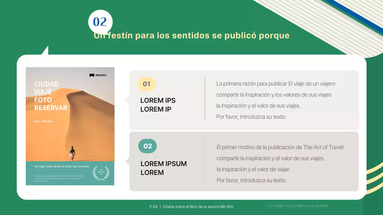 Una sencilla presentación verde y azul para la presentación de un libro