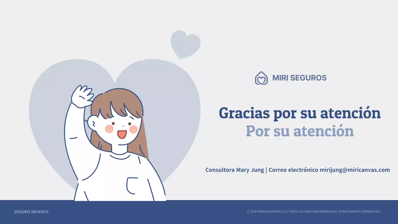 Propuesta de seguro infantil con ilustraciones en azul marino