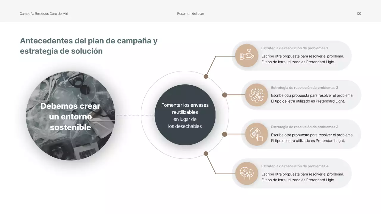 Presentación de una campaña medioambiental interna en suaves tonos verdes.